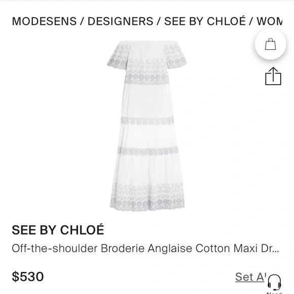 See by Chloe 530$ retail! on/off shoulder tiered maxidress, size 36 ( small) - Picture 2 of 10